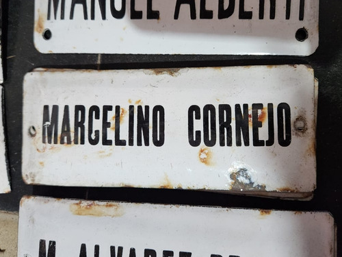 Cartel Antiguo Enlozado De Calle Marcelino Cornejo 