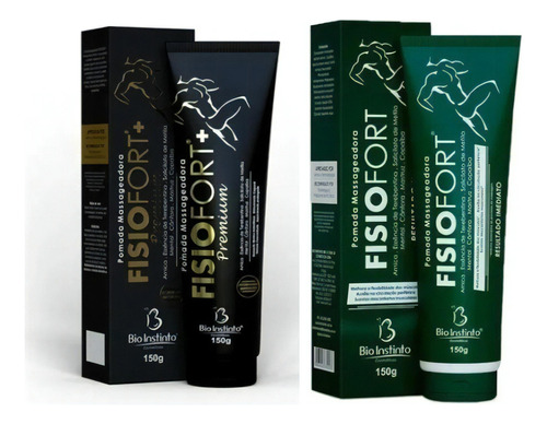  Kit Pomadas Fisiofort 12 Preta Premium + 12 Verde Massagem