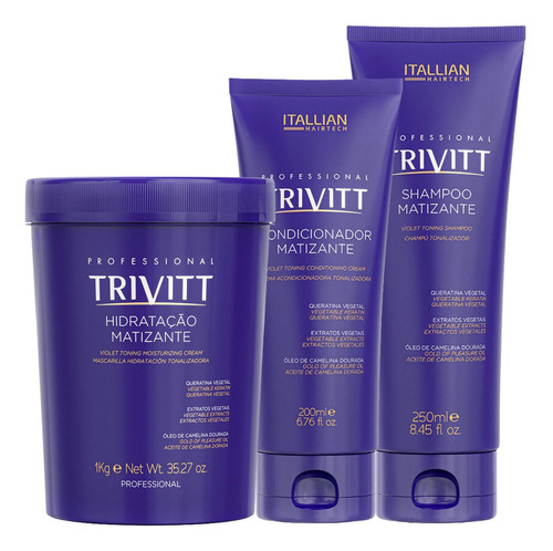 Kit Trivitt Matizante Condicionador, Hidratacao 1k E Shampoo