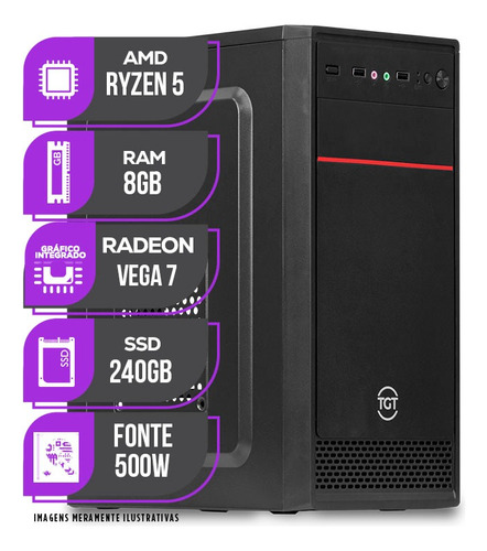 Pc Cpu Mancer, Amd Ryzen 5, 8gb Ddr4, Ssd 240gb