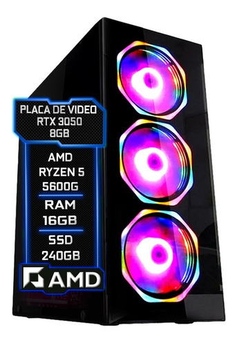 Pc Gamer Fácil Ryzen 5 5600g 16gb Rtx 3050 8gb Ssd 240gb