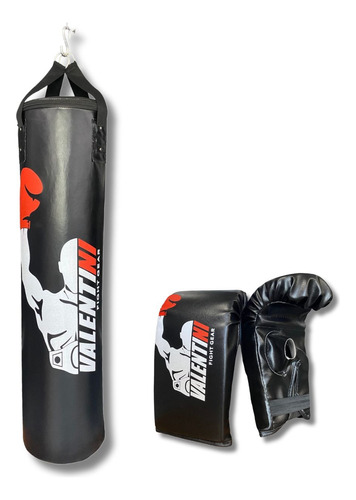 Saco De Pancada Valentini 160 Cm Boxe + Luva Bate Saco Preta