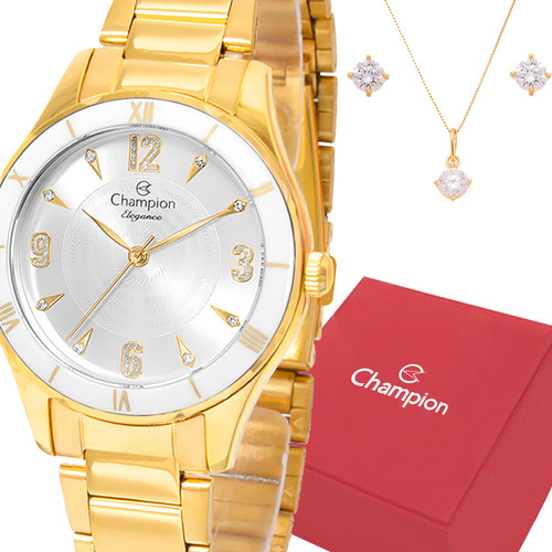 Relógio Champion Feminino Dourado Original Garantia Luxo