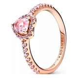 Aexpes Anillo Pandora Corazón Elevado Brillante Rosa + Kit