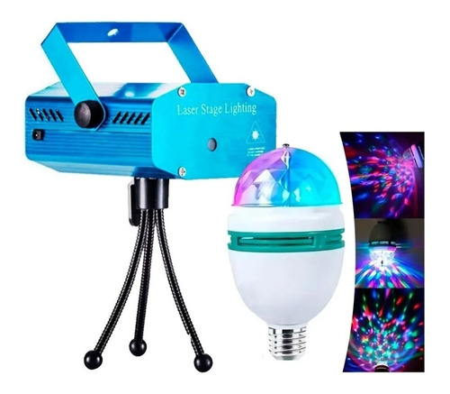 Combo Luces Dj Laser Lluvia Multipuntos + Lampara Giratoria 