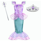 Vestido De Princesa Sirena Con Accesorios Para Fiestas