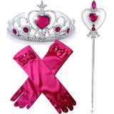 Kit Princesas Acessórios Coroa Varinha E Luva Brinquedo Luxo