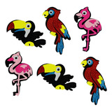 6 Animales Aves Tucan Flamingo Figura De Fomi Didactico