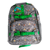 Mochila Escolar Minecraft Steeve Y Sam - Intek Color Gris Oscuro Diseño De La Tela Liso