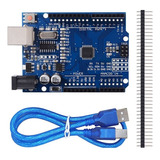 Placa Compatível Com Arduino Uno Atmega 328 Smd Com Cabo Usb