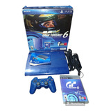 Playstation 3 Super Slim Azul Gran Turísmo 6 250gb En Caja