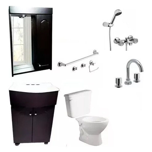 Baño Completo Wengue Vanitory Grifería Sanitarios Accesorios