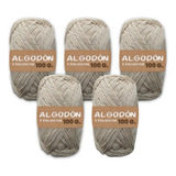 Kit Para Tejer Crochet 5 Lanas Algodón 500 Gr Grosor Medio