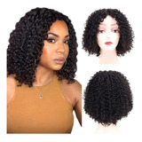 Curly Wig 100% Human Hair Black With Lace 30cm 2024