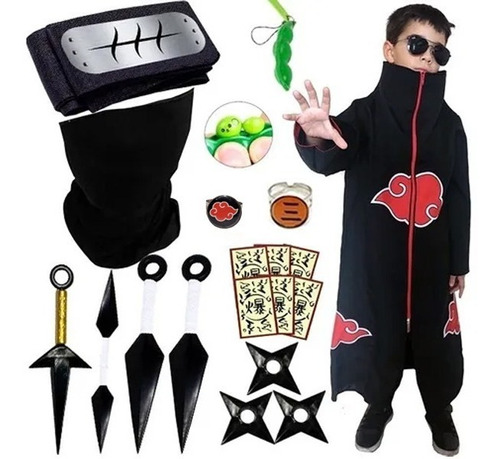 Roupa Naruto Akatsuki Hidan Balaclava Com Anéis Fidget Toy