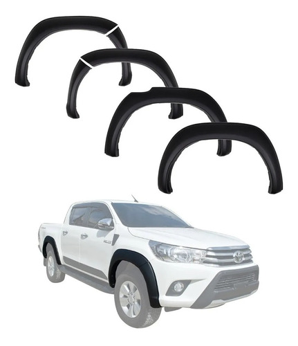 Set Cantoneras Lisas Negro Mate Toyota Hilux Rocco 2018-2020