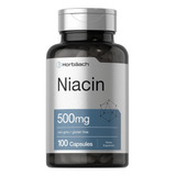 Vitamina B3 Niacina 500mg Horbaach 100 Capsulas Hecho Usa