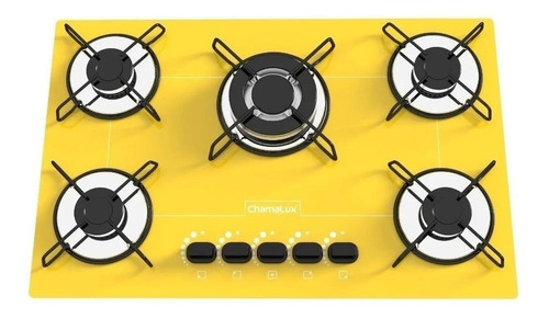 Fogão Cooktop Chamalux 5 Bocas Tripla Chama Amarelo 110/220v