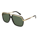 Gucci Gg0200s 001 Aviator Square Metal Negro Dorado