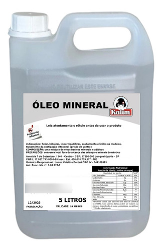 Óleo Mineral Usp Galão De 5 Litros