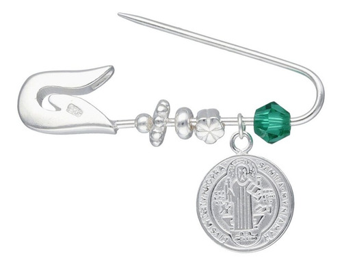 Prendedor Plata 925 Bebe San Benito Verde / Todojoyas