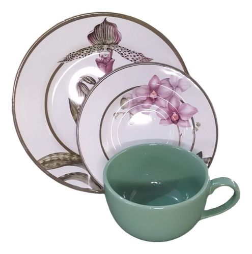Jogo Para Sobremesa E Chá Completo Orquídea Porcelana