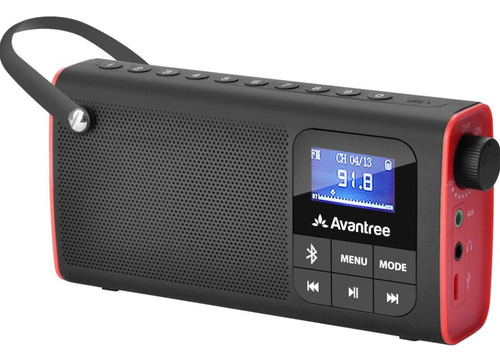 Avantree Sp850 Radio Fm Portátil Recargable Con Altavoz Blu. Color Negro Con Rojo O