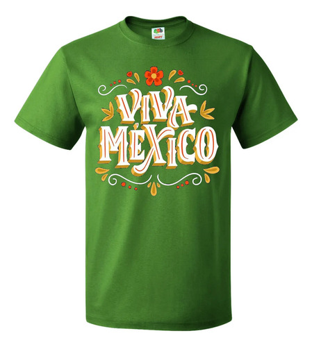 Playera Camiseta Viva Mexico Bandera Verde Blanco Rojo + Env