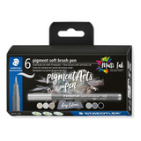 Caneta Brush Pigment Arts Staedtler 6 Tons De Cinza