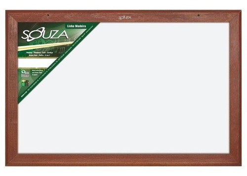 Lousa Quadro Branco Madeira Moldura Mogno 90x60 Cm Escola 