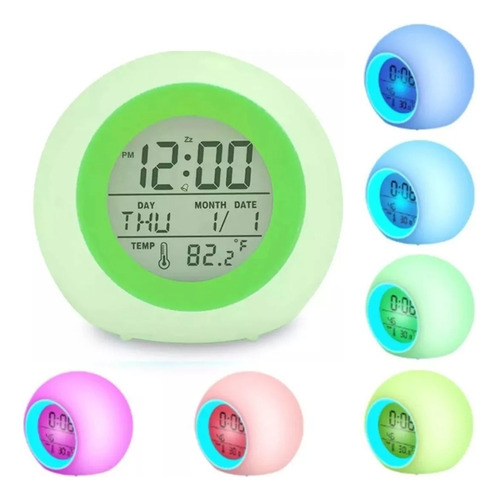 Reloj Despertador Luz Led Colores Rgb Alarma Temperatura Niñ