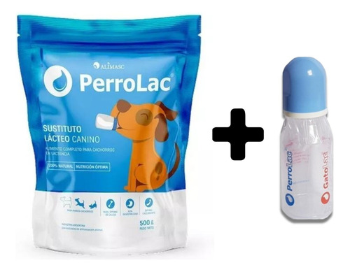 Leche P/ Perro Cachorro Lactantes Perrolac 500g Con Mamadera