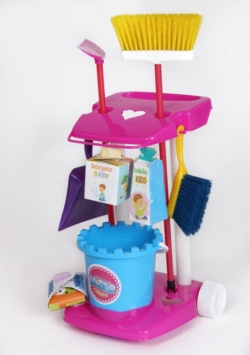 Brinquedo Kit De Limpeza Infantil Criança Vassoura Pá E Rodo