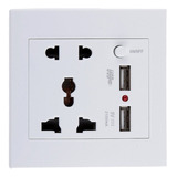 Modulo Enchufe Blanco Usb Doble Toma Cargador De Celular 