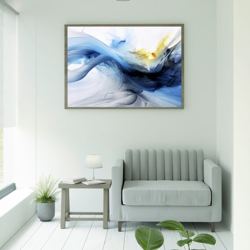 Quadro Decorativo Grande Sala  Luxo 120x90 Azul Dinâmico 