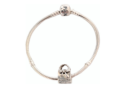 Pulseira Prata925 Modelo Rabo Rato Com Pingente Bolsa