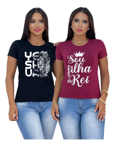 Blusa Feminina Atacado Revenda Kit 2 Blusinhas Frases Moda