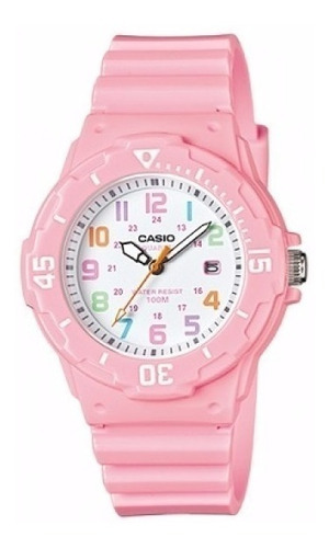 Reloj Casio Mujer Lrw-200h-4b2 Color De La Malla Rosa Color Del Bisel Rosa Color Del Fondo Blanco
