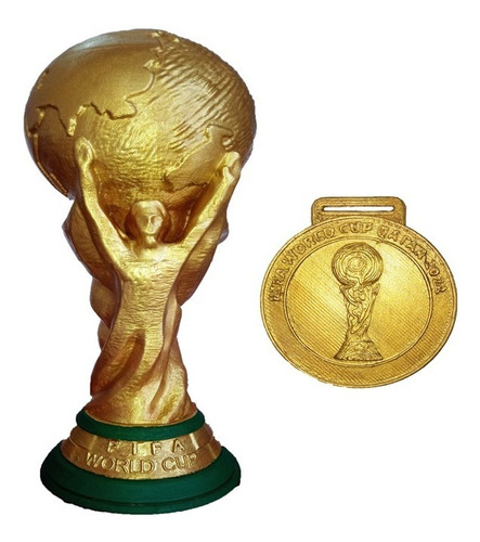 Copa Del Mundo Fifa 36cm + Medalla Campeón Qatar 2022 3d