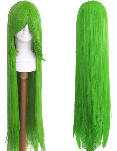 Peruca Verde Limão Lisa Longa 100cm Anime Cosplay Wig