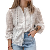 Camisa Broderie Importada Calada Estilo Rapsodia Hippie Chic