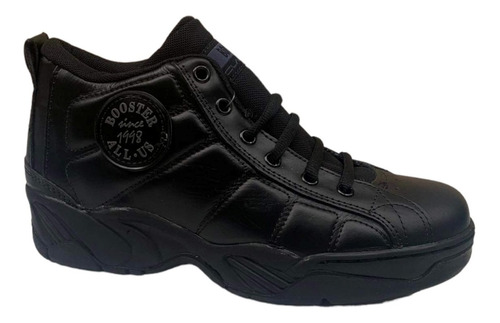 Tenis Bota Booster Negro Total 100% Piel Cosida Basquetbol 