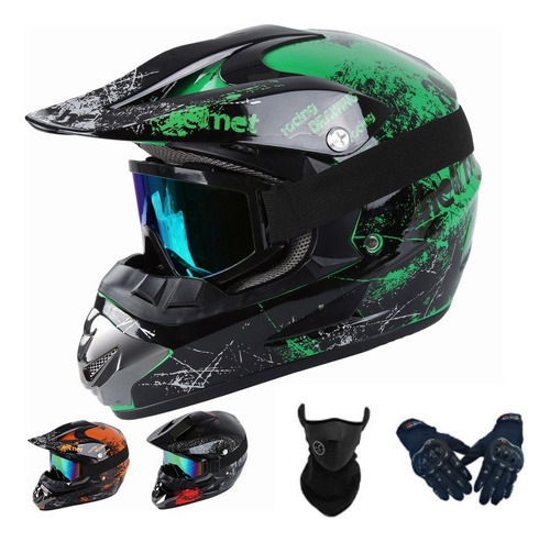 Casco De Moto Todoterreno Dot Flip-up Y Regalo