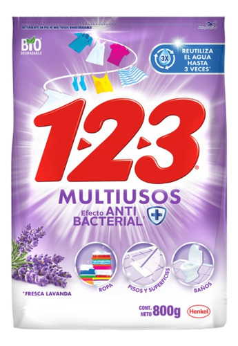 Detergente En Polvo Multiusos Lavanda 800gr