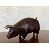 Puerco - Figura Decorativa De Palo Fierro