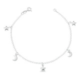 Pulseira Luas E Estrelas Prata 925