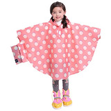 Poncho Impermeable Para Niñas Talla G Rosa Diseño Lunares