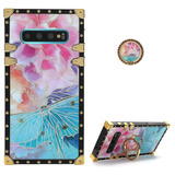 Funda Cuadrada Mariposa + Anillo Para Samsung Galaxy S10