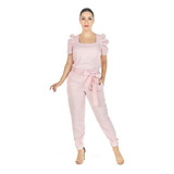 Conjunto Scrub Feminino Manga Princesa Bufante Rosa Bebê