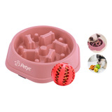 Kit Comedouro Lento Labirinto + Bolinha Porta Petisco Pet Nf